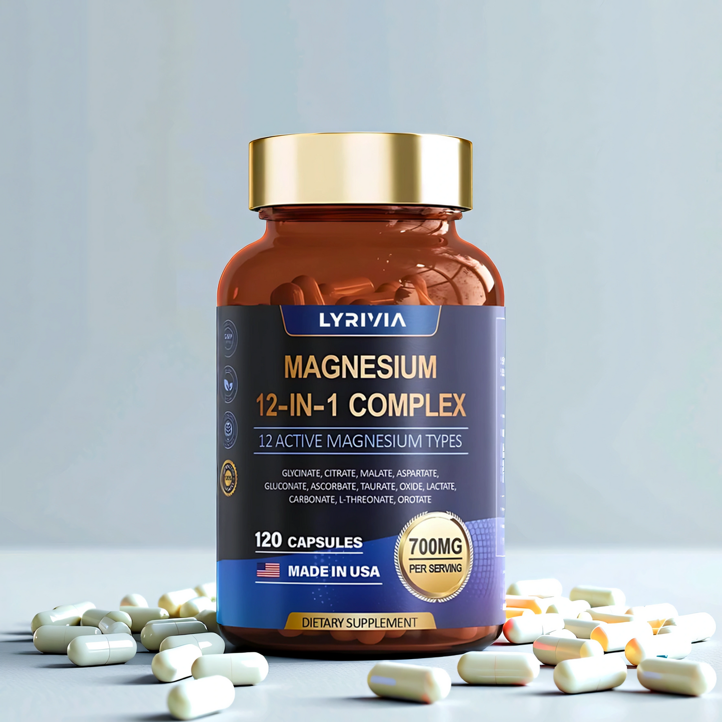 Lyrivia Magnesium Complex Supplement | 12-in-1 High-Absorption Formula