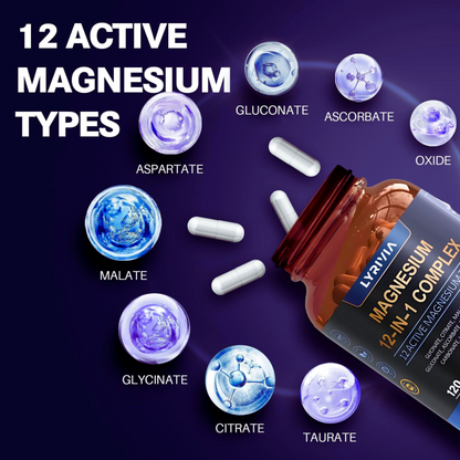 Lyrivia Magnesium Complex Supplement | 12-in-1 High-Absorption Formula